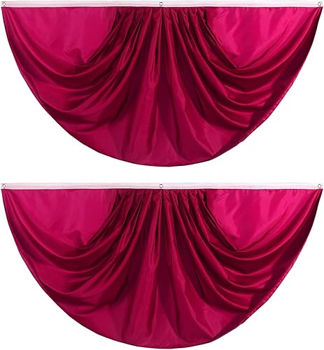 Bandera de abanico plisada de color liso rosa puro de 3 x 6 pies, 2 banderas de abanico plisadas en color rosa puro para interiores y exteriores,