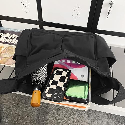 Miniatura 4 de Bolso bandolera de lona con broches y colgante, lindo, para mujeres y niñas, bolso de hombro casual, estético, para la escuela