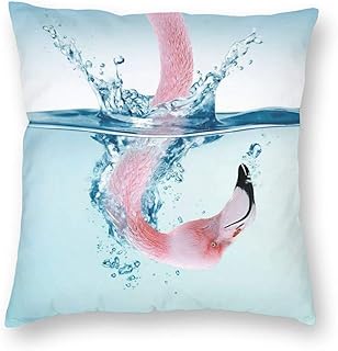 Fundas de Almohada cuadradas con Cabeza de flamencos bajo el Agua, Fundas Decorativas de Cojines Suaves y Suaves para sofá, Cama, Silla, 18 x 18 Pulgadas