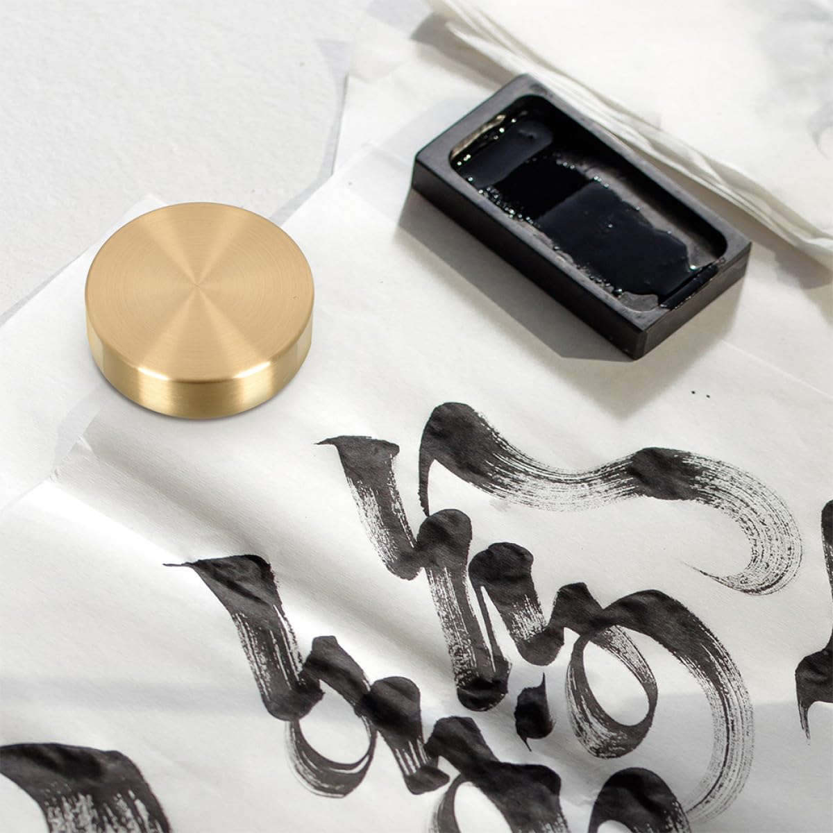 TOYANDONA Fermacarte in Ottone per Calligrafia Cinese 2 Pezzi, Fermacarte Decorativo Rettangolare 5cm, Accessorio per Esercizi Calligrafici e Decorazione da Scrivania