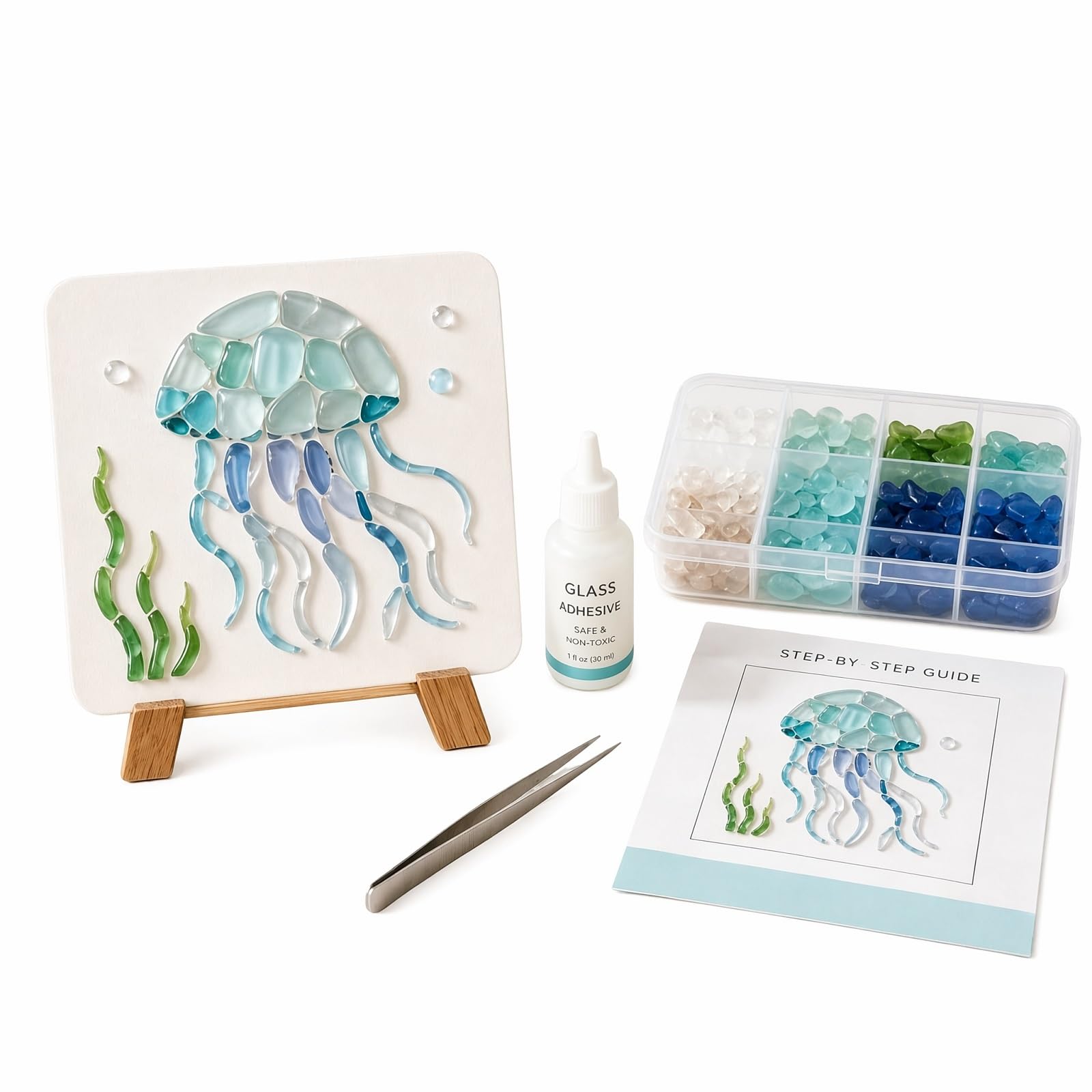 DIY Sea Glass Mosaic Art Kit Mosaic Craft Kit Ocean Inspired Art — image 1