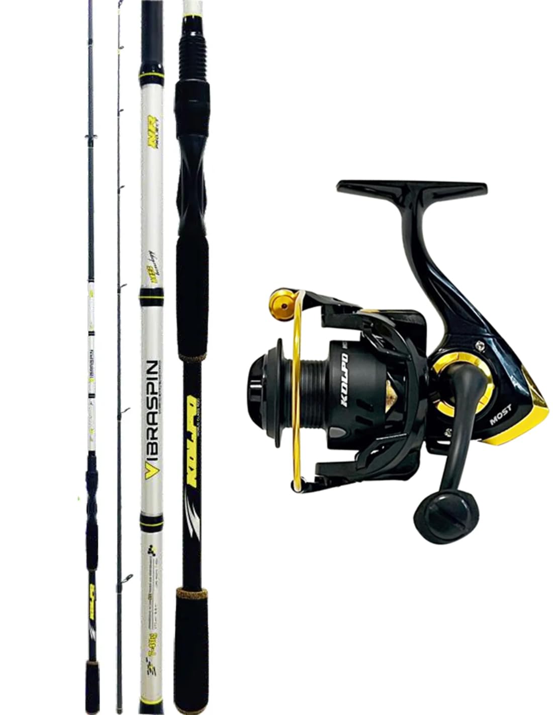 kolpo combo da pesca spinning con canna in carbonio 2.70mt + mulinello kolpo kit da pesca ideale per la pesca in mare fiumi e laghi