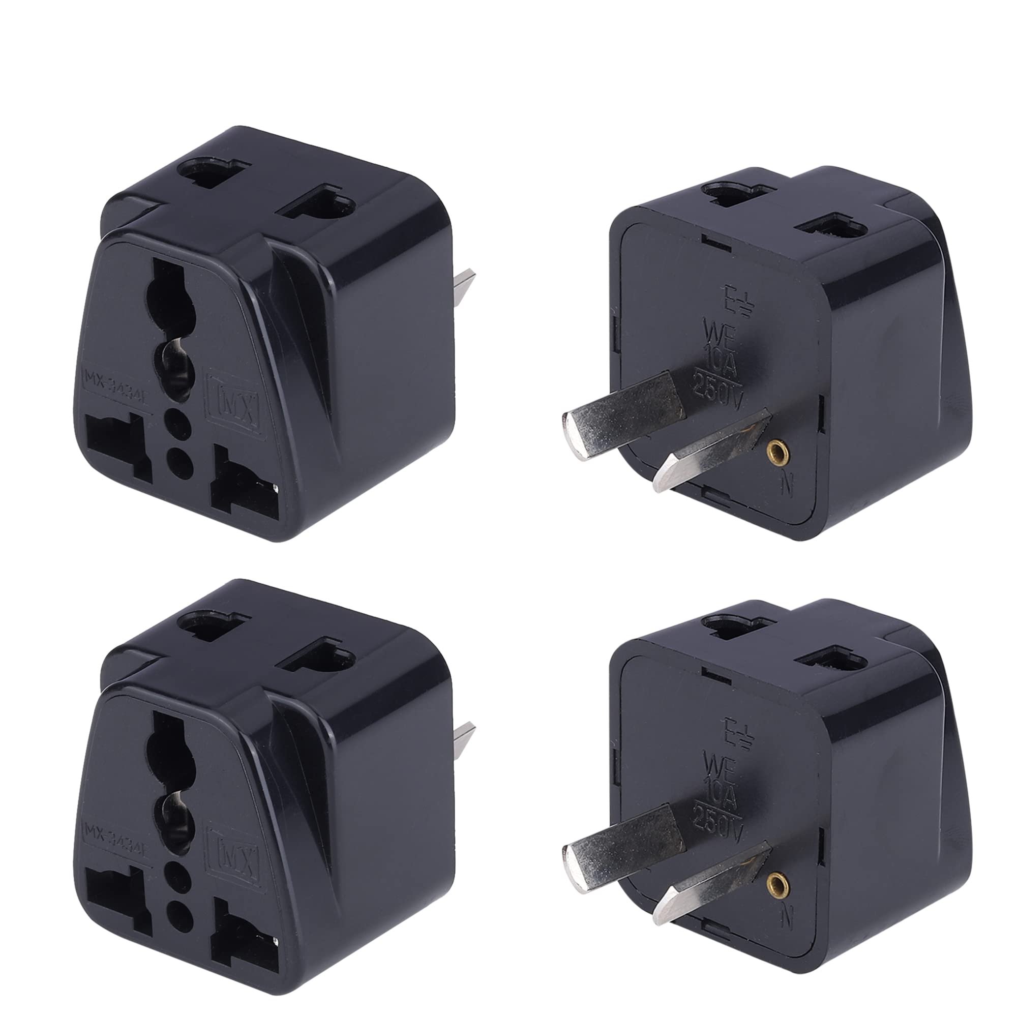 MX Universal Travel Adapter (Type I) India to Australia 2 in 1 Conversion Plug for Home and Official use -Black Pack of 4-image-37