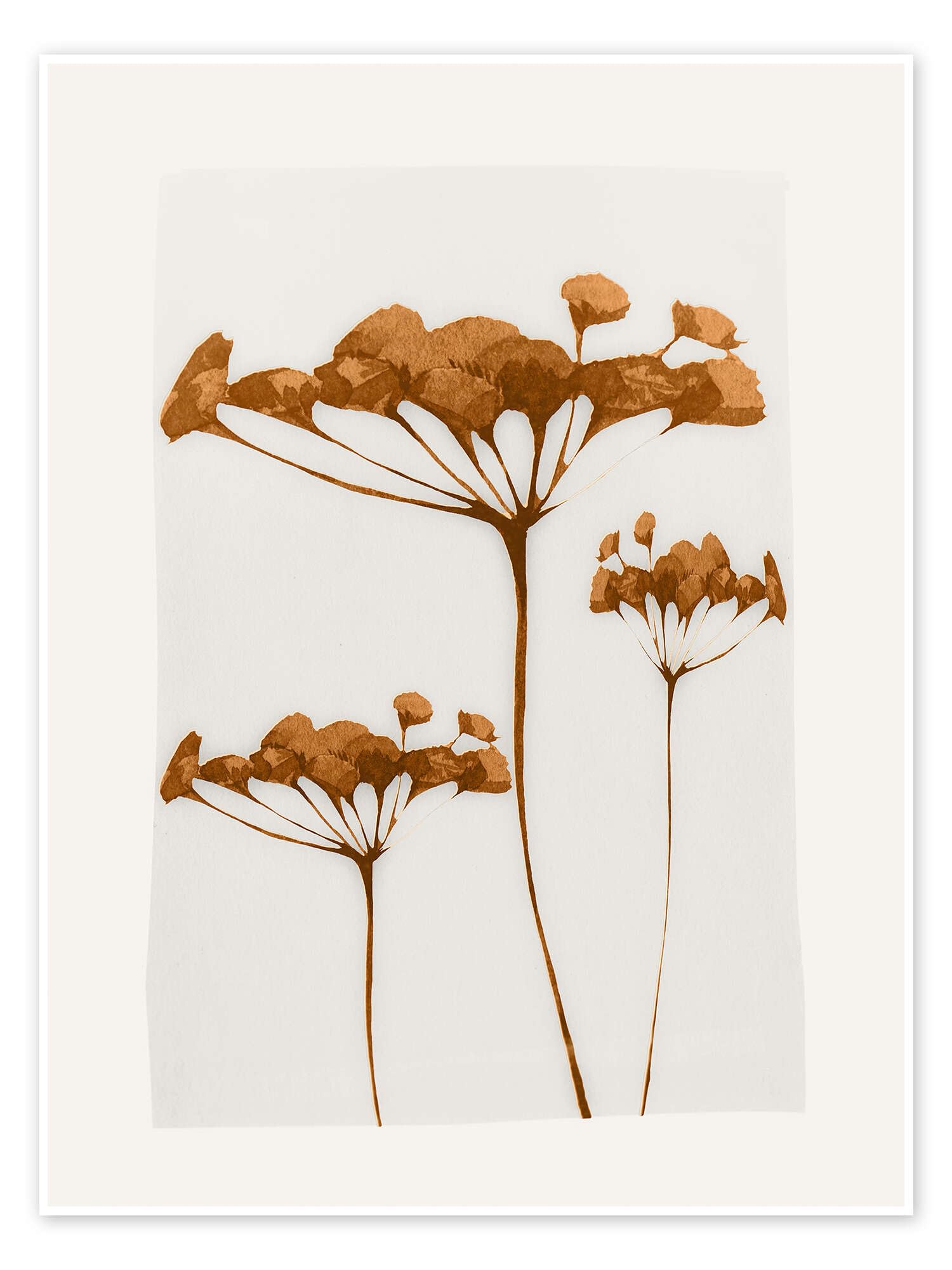 Minimal Plant IV Plakat | 100 x 130 cm ThingDesign Złoty Obrazy Dekoracja ścienna
