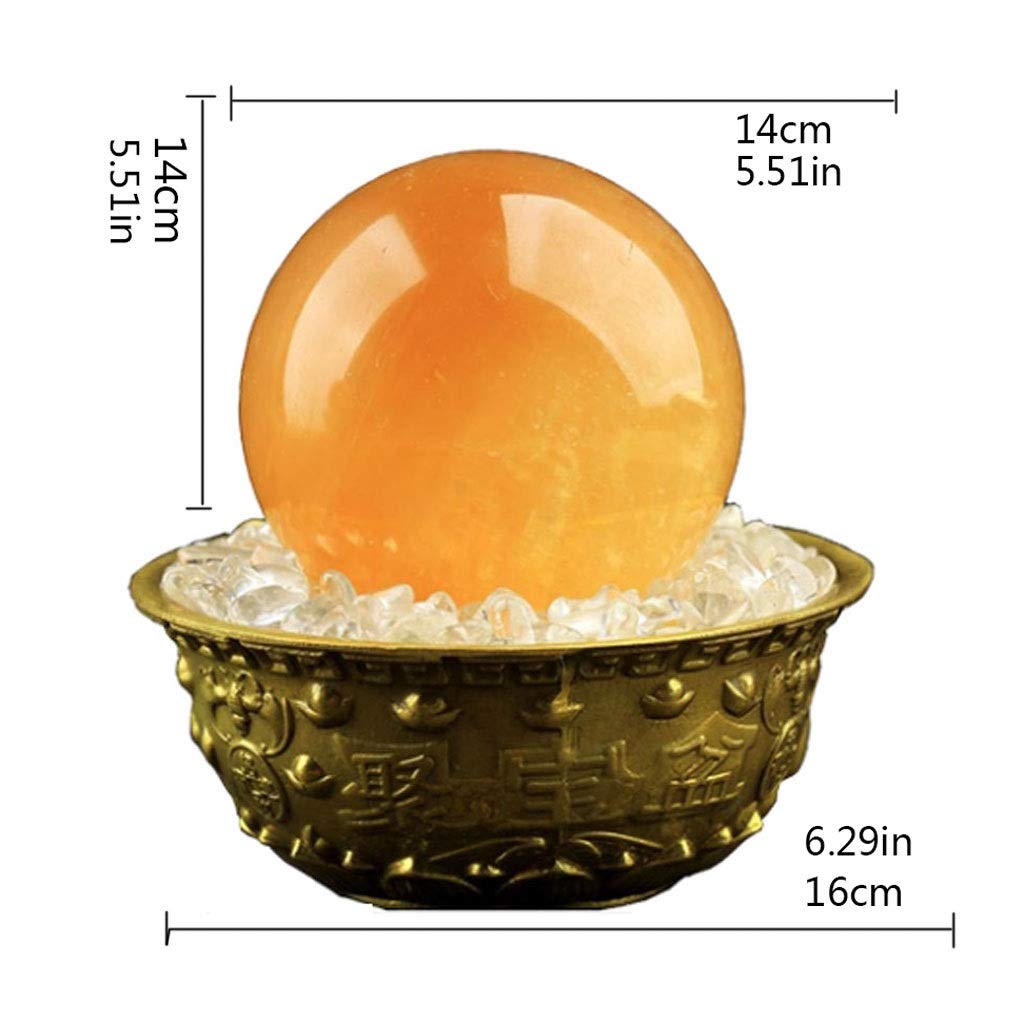 Sfera cristallo Palla di cristallo giallo, supporto in pelvico Sfera di cristallo, cattiva per fortuna, meditazione, decorazione della scrivania e decorazione della casa 5.51in Prop di Cristallo Medit