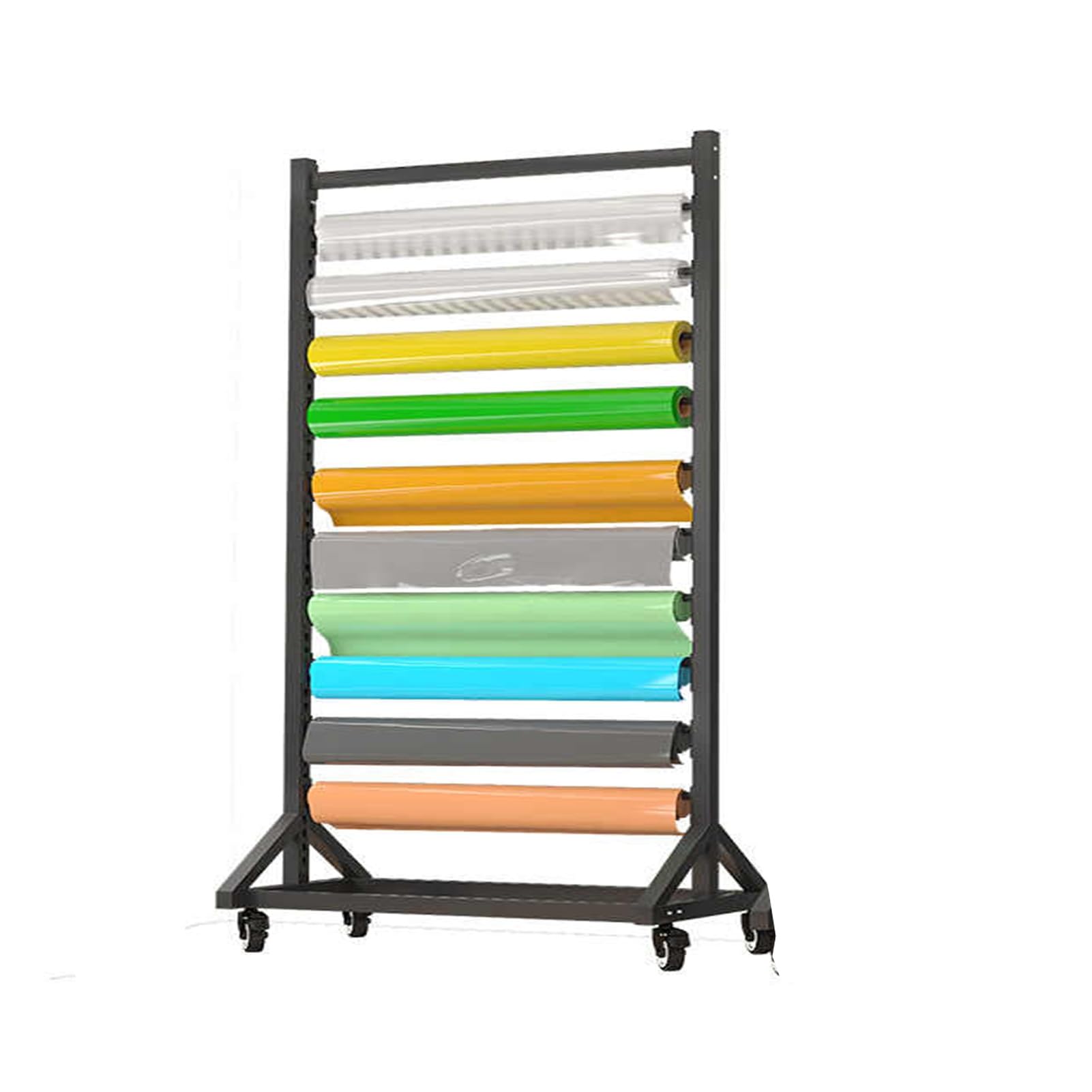 Organizador móvil de acero de 210 cm de alto para almacenar rollos de tela y vinilos