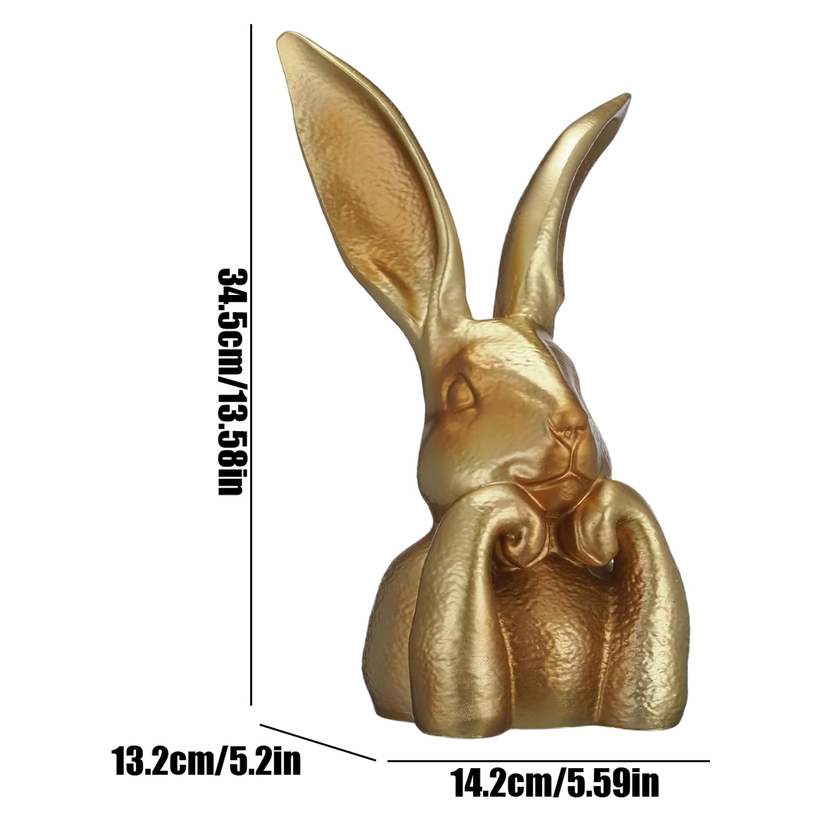 Osterhase Figur Gold Modern – Wetterfeste Hasen Skulptur (34,5cm) aus Kunstharz – Elegante Osterdeko für Garten, Balkon & Wohnzimmer – Hochwertiges Ostergeschenk & Dekofigur