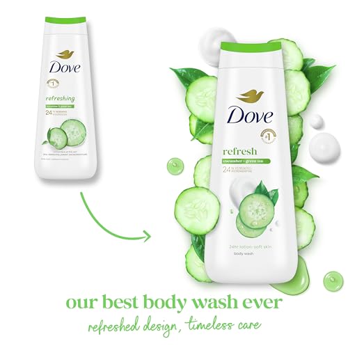 Image of Dove Body Wash Refresh Cucumber and Green Tea for 24hr Lotion-Soft Skin Moisturizing Skin Cleanser with No Sulfates No Parabens 20 oz