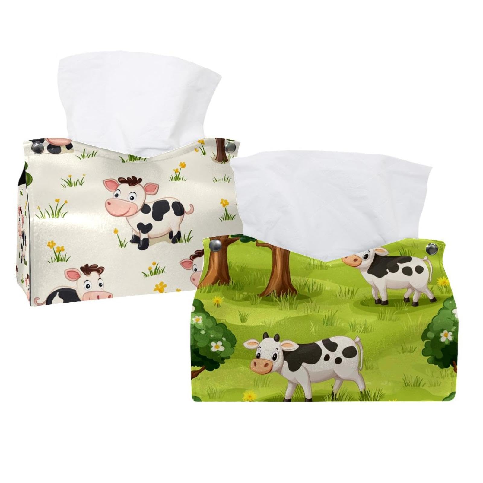 Boîtes à mouchoirs motif vache lot de 2 pour ranger chambre et bureau