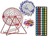 MR CHIPS 11 Inch Tall Professional Bingo Set with Steel Bingo Cage, Everlasting 7/8” Bingo Balls,...