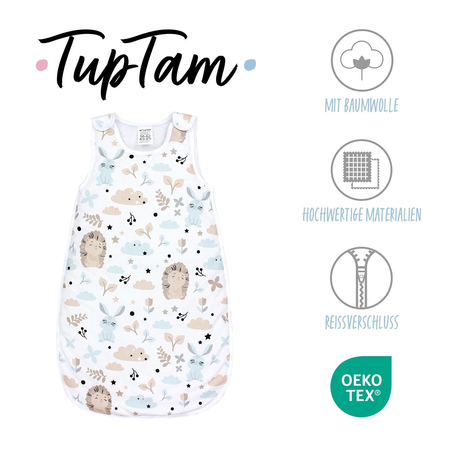 TupTam Gigoteuse Bébé 2.5 TOG – Turbulette Toutes Saisons Sans Manches avec Fermeture Éclair Latérale