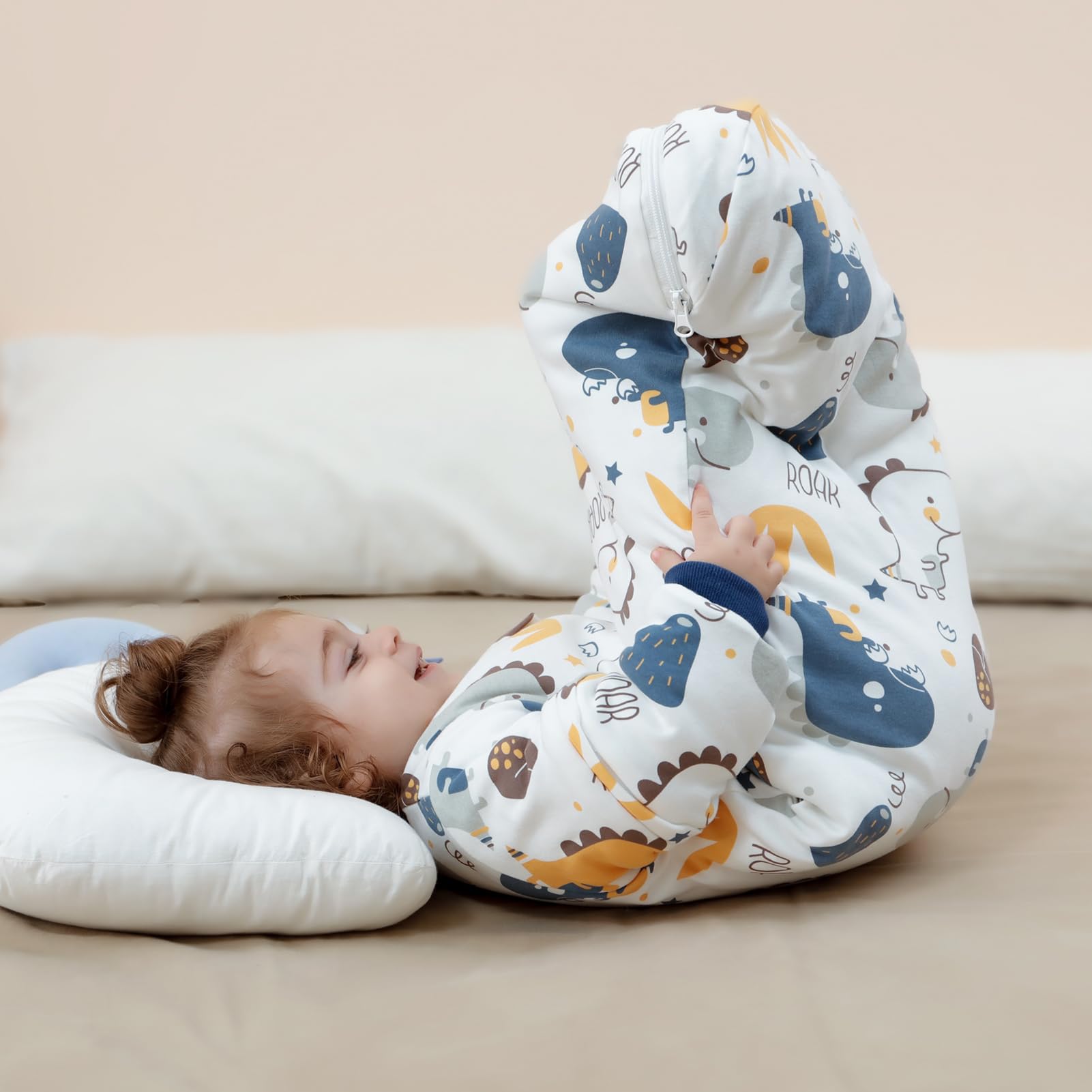 Saco de Dormir para bebé de Invierno de 3,5 TOG con Mangas extraíbles, Saco de Dormir 100% algodón con Brazos