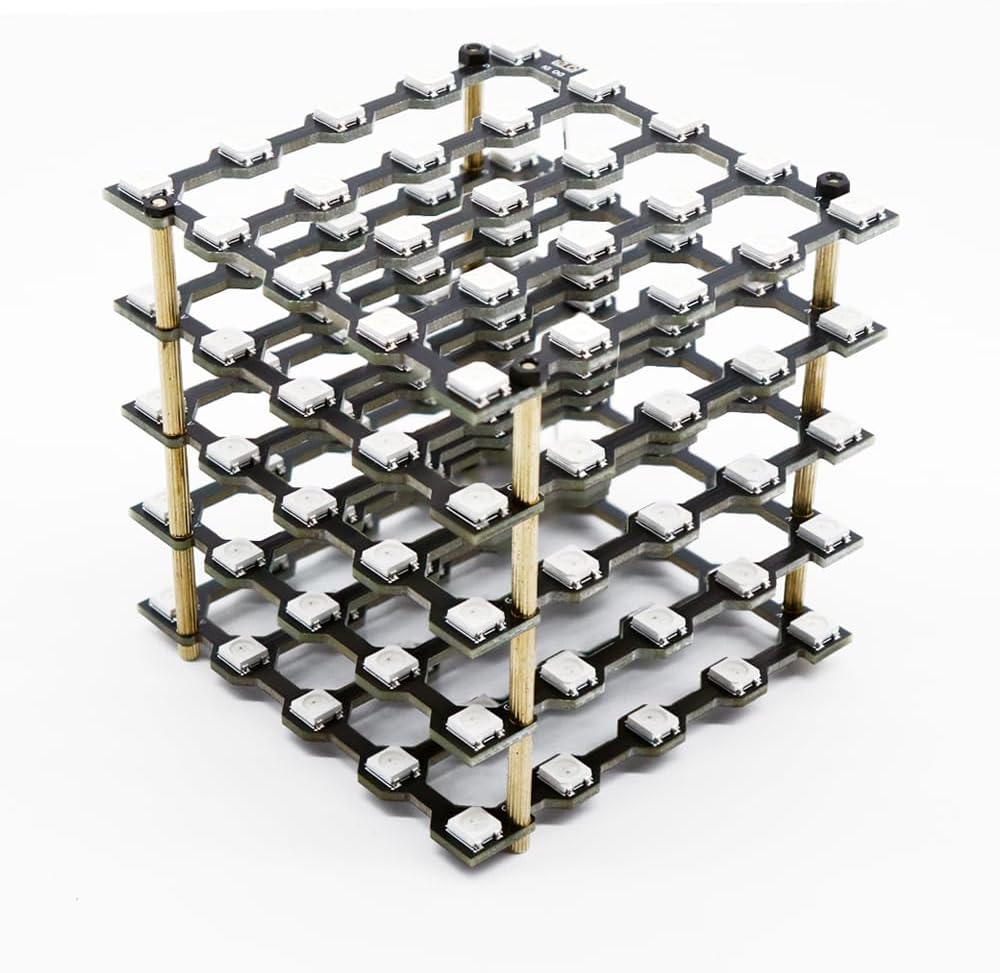 Treedix WS2812B 5050 RGB LED Light Board Led Cube Light DIY Kit Squared LED Digital Individually Addressable 5X5X5 for Children and Teenagers Learning Compatible with Arduino and Raspberry Pi