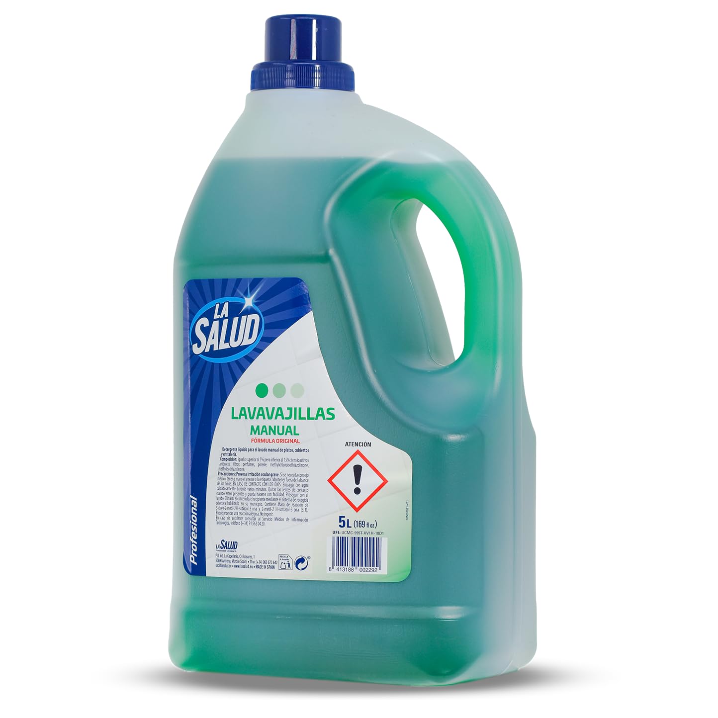 Lavastoviglie manuale La Salud Profesional 10 L | Detersivo liquido per lavaggio a mano | Formula originale per stoviglie
