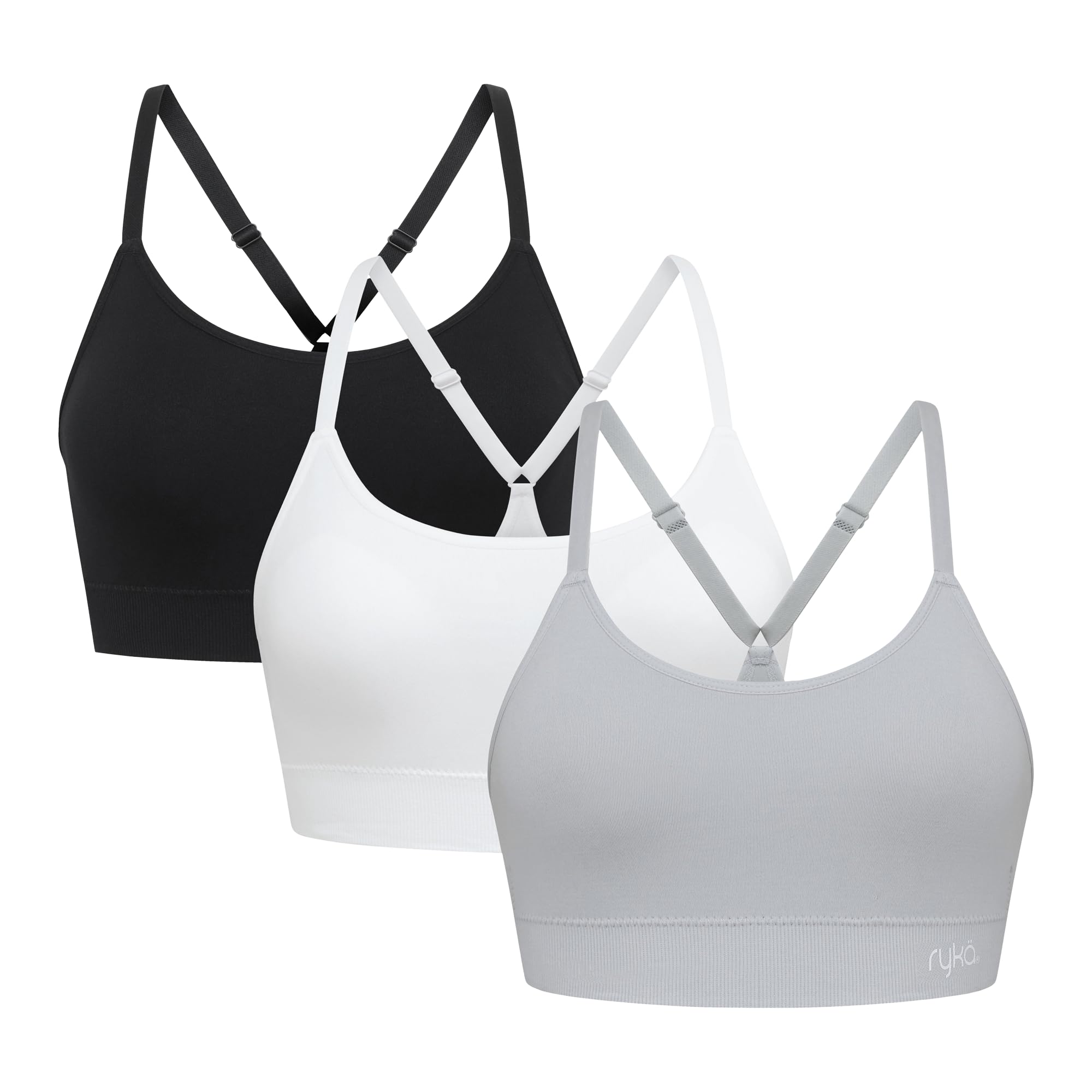 Ryka Women's Katharina Seamless Yoga Racerback Sports Bra, 3 Pack