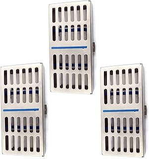 AA PRO Set of 3 Dental Autoclave Sterilization Cassette Rack Box Tray for 7 Instruments A+ Quality