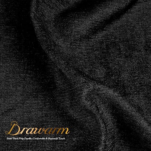 Image of BRAWARM Pack of 2 Throw Pillow Covers Cases for Couch Sofa Home Decoration Solid Dyed Striped Soft Chenille 20 X 20 Inches Black