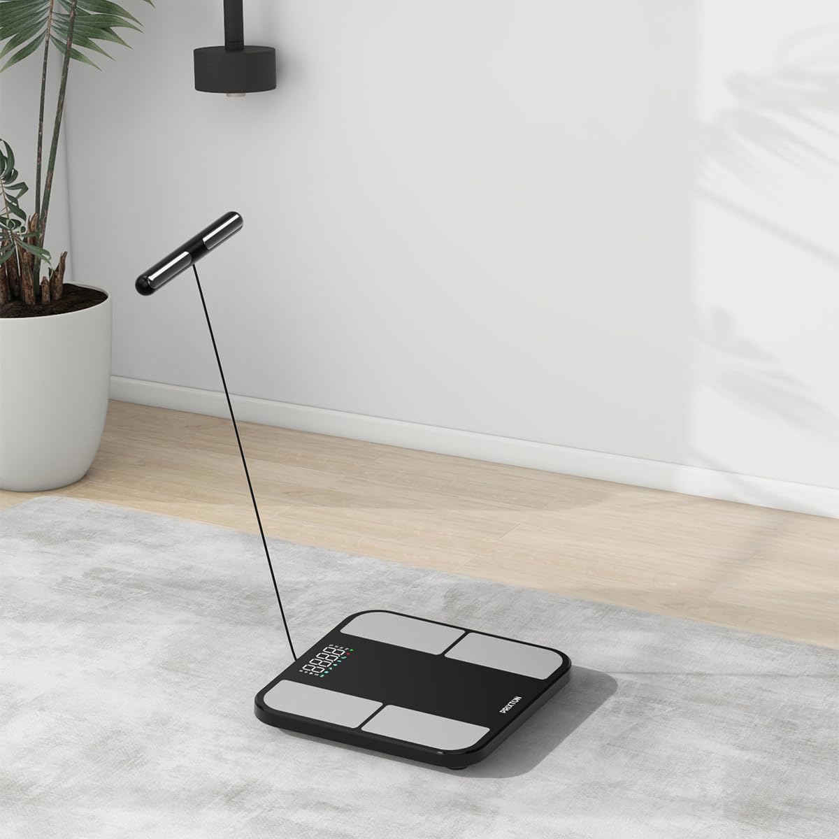 PRIXTON BC400 Body Metric Báscula de Baño Inteligente con Bioimpedancia, 56 Medidas Corporales, App Multiusuario (hasta 200), Electrodos Extensibles, 180 kg, IMC, Grasa y Masa Muscular