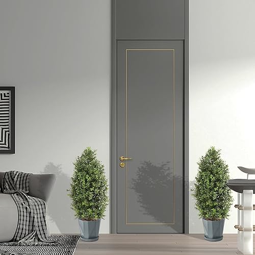 Miniatura 5 de Topiario de boj artificial de 30 pulgadas de alto, 2 piezas de topiarios de boj artificiales listos para exteriores, arbustos falsos en maceta de