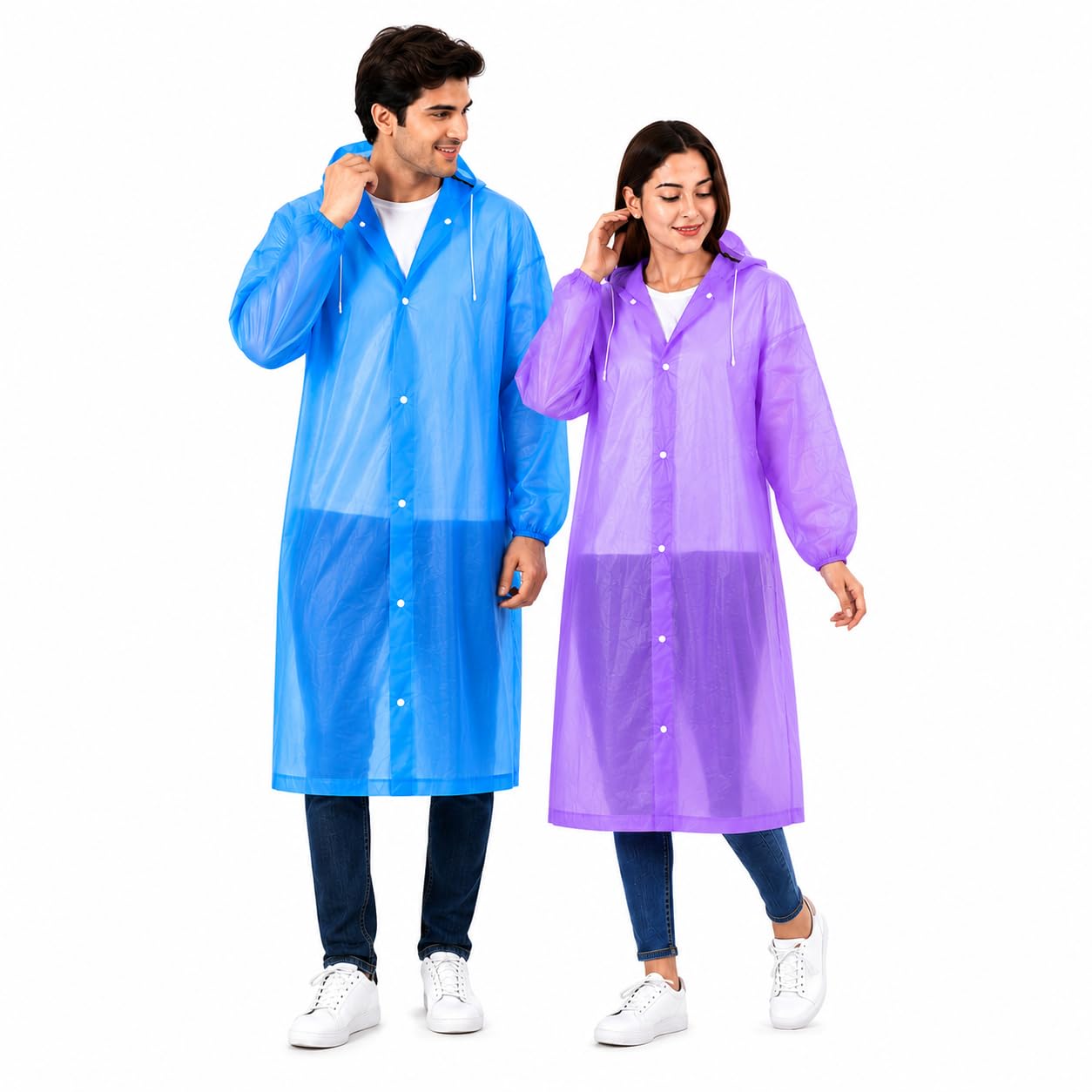 Unisex Waterproof EVA Raincoat with Hood | Reusable Lightweight Long Rain Wear for Men & Women | Full Sleeve Button Closure Rain Coat | Portable Travel & Bike Riding Rain Jacket | Pack Of 1-image-10
