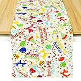 Birthday Table Runner Happy Birthday Balloon Dogs Cotton Table Runner Reversible Spring Summer Holid