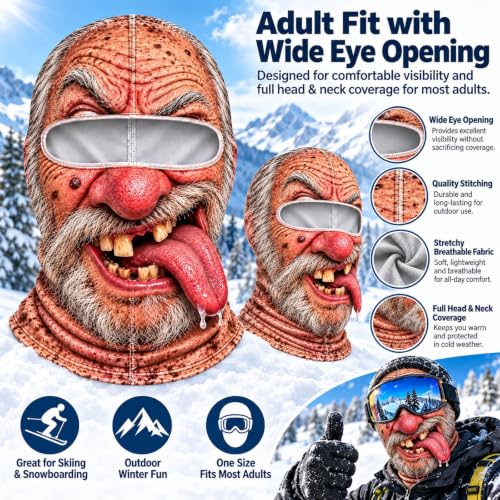 Christmas Masks for Adults 3D Printed Realistic Warm Velvet Old Man Mask - image 4