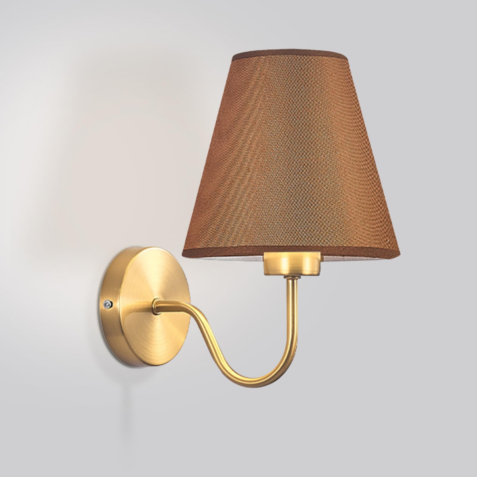 Jadssox Classic Fabric Wall Sconce Gold Wall Mount Light with Flared Shape White Textile Shade, Modern Wall Sconces E27 Vanity Lamps for Bedroom Bedside Living Room Mirror