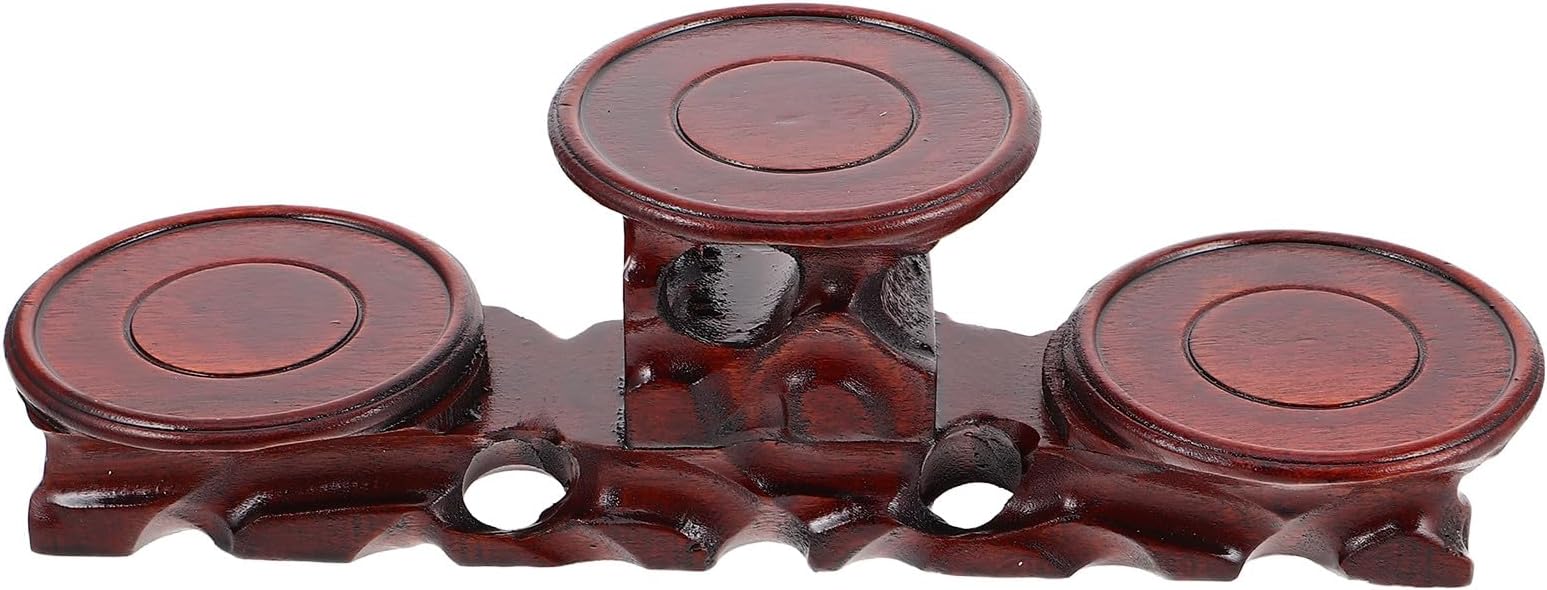 PRETYZOOM Solid Wood round Pedestal Stand Trio with High-low Wooden Bases for Tea Accessories and Small Decorative Items, Wooden Display Riser Suitable for Bonsai, Countertop, Home Décor