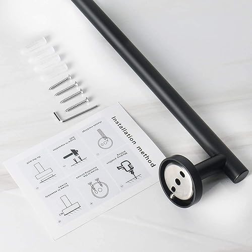 Miniatura 7 de NearMoon Toallero de baño, accesorios de baño, toallero grueso de acero inoxidable para baño, toallero montado en la pared (1 paquete, negro mate, 9
