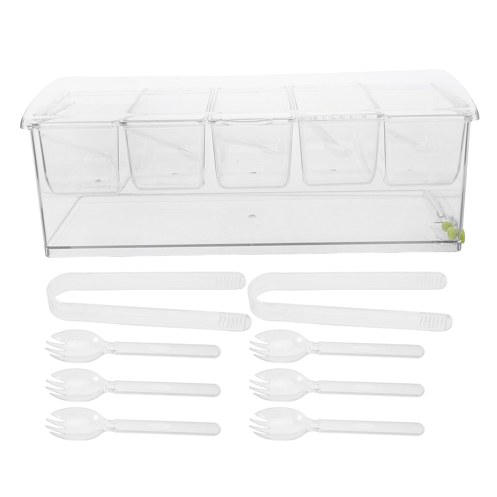 Vassoio per Condimenti Refrigerato con Coperchio Contenitore Trasparente Diviso Scomparti per Frutta Insalata e Snack per Buffet Bar e Casa Conservazione Pulita e Organizzata