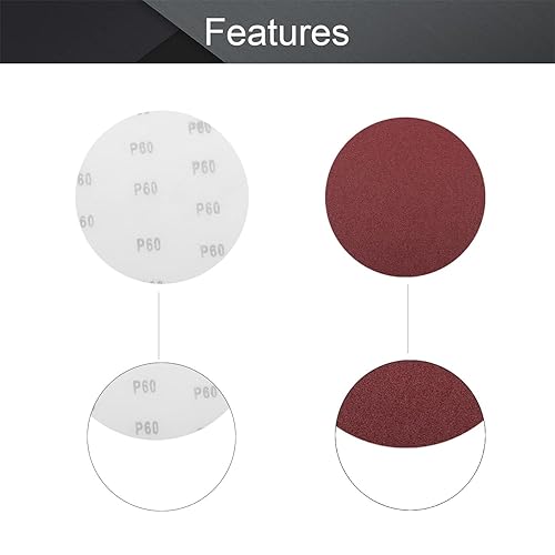 Miniatura 3 de Auniwaig Disco de lijado PSA de 9 pulgadas, grano 120, óxido de aluminio, autoadhesivo, papel de lija de forma redonda, sin agujero para lijadora