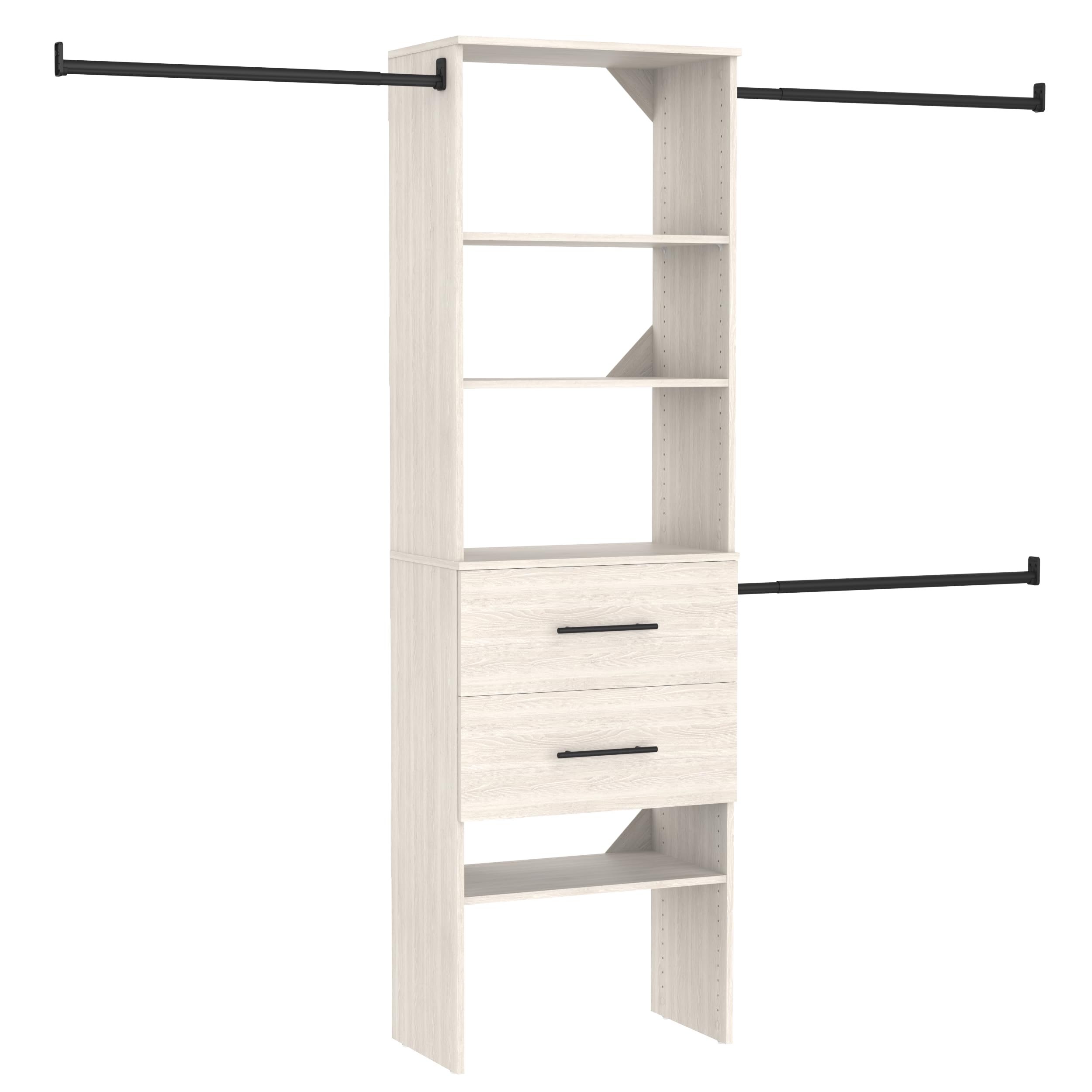 ClosetMaid SuiteSymphony 25-Inch Closet System Tower with (3) Hang Rods, and (2) Drawers, White Timber