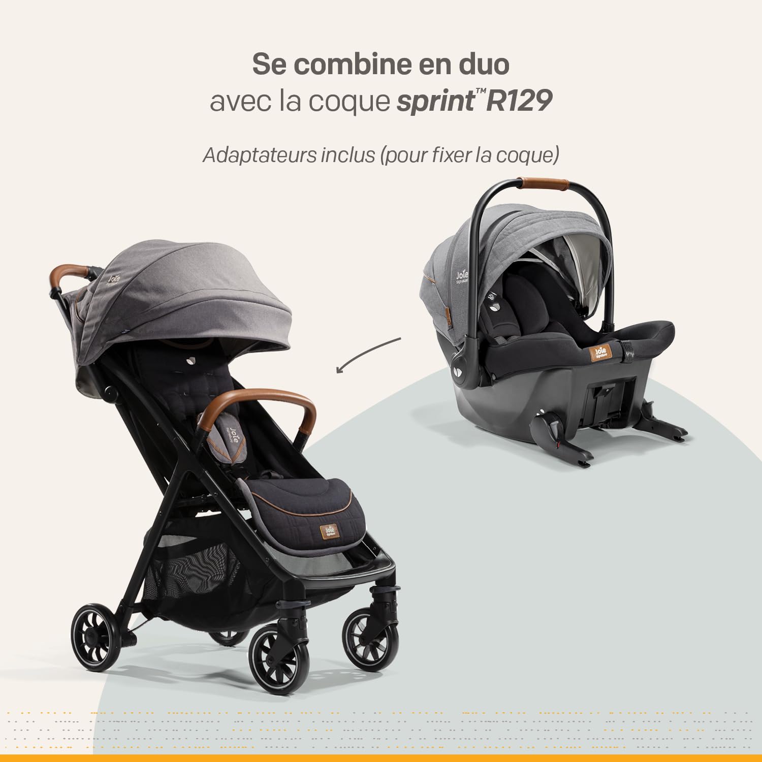 Joie - Pack Duo - Poussette Parcel™ Compacte + Sprint™ Siège Auto Bébé ISOFIX Intégré - Carbon