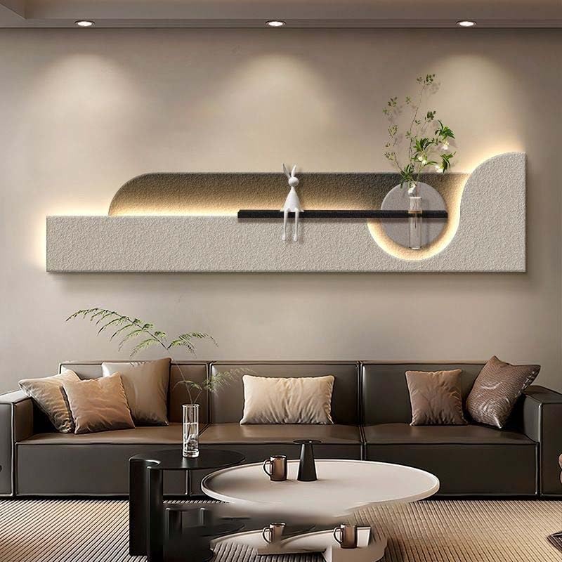 Peinture en grès 3D salon avec éclairage LED blanc chaud