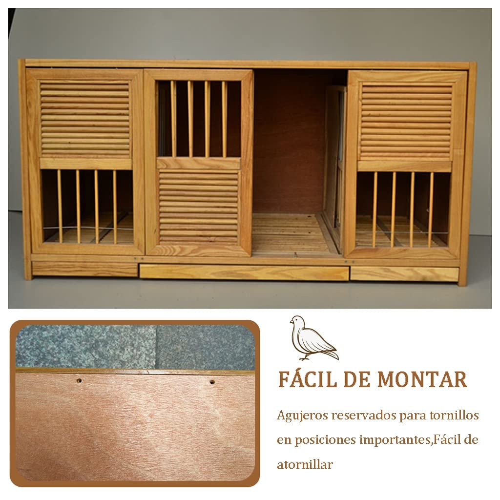 Jaula para Palomas con Protección contra La Luz, Caja De Cría para 1 Macho Y 2 Hembras, Jaula para Pájaros con Bandeja De Estiércol Independiente, Caja Nido para Palomas con Puertas Corredizas