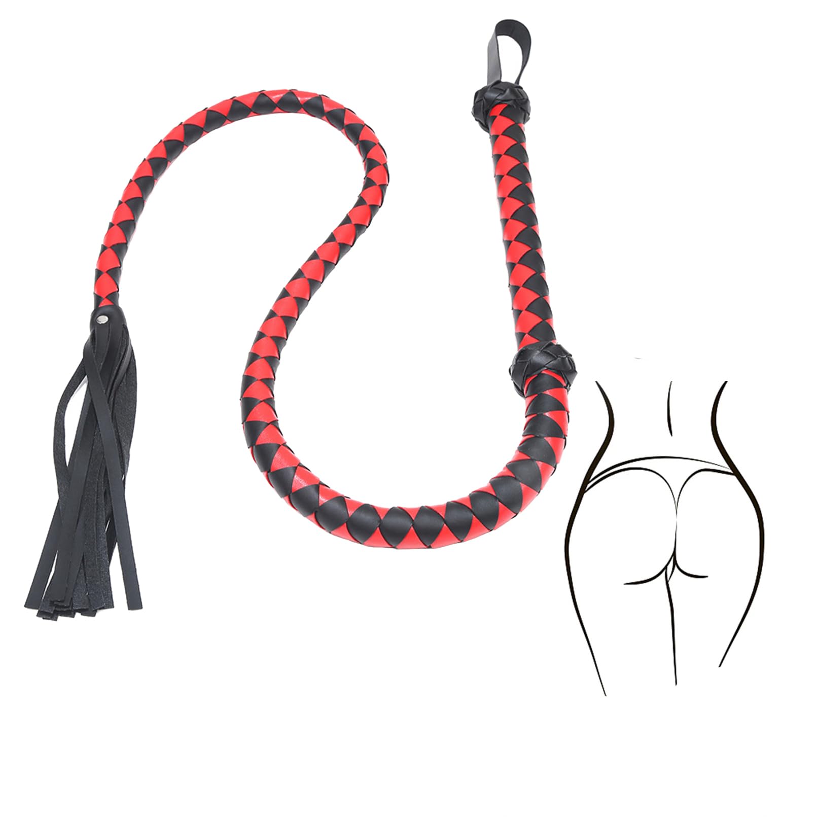 SM Frusta in Pelle Extra Lungo Flirt Frusta Frusta Sessuale Feticcio Sculacciati per Sesso SM Giocattoli Sessuali Sculacciati Sex Toy per Coppie Flogger BDSM Giochi di Ruolo (143cm,Rosso)