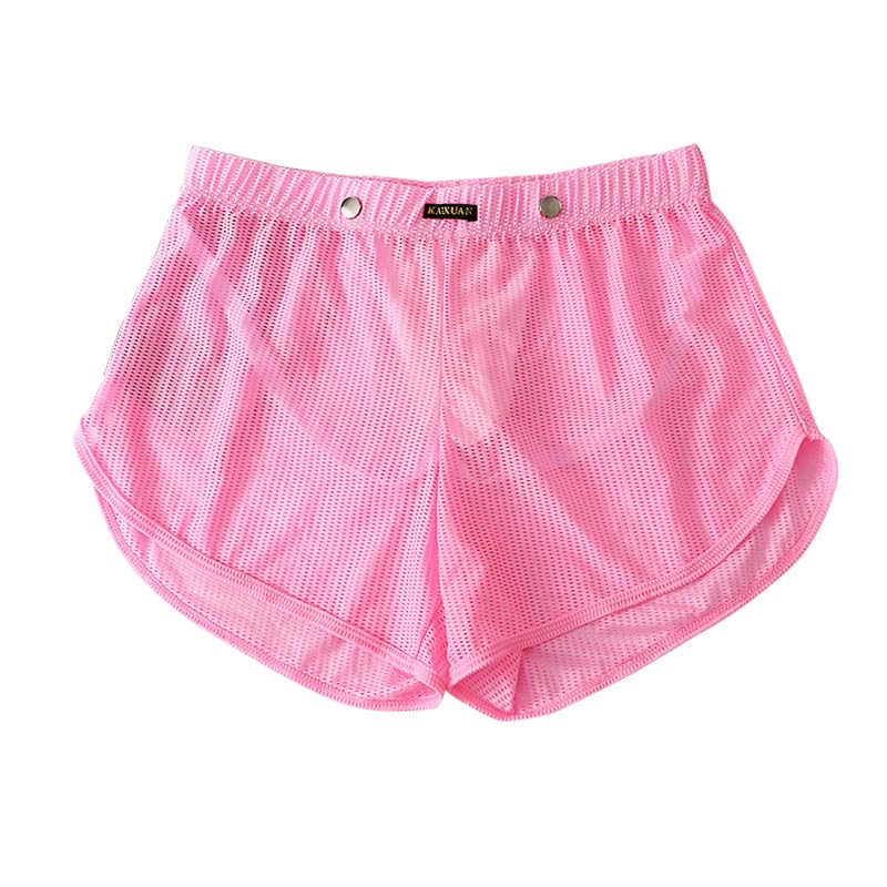 Mens Ice Silk Mesh See Through Boxer Shorts