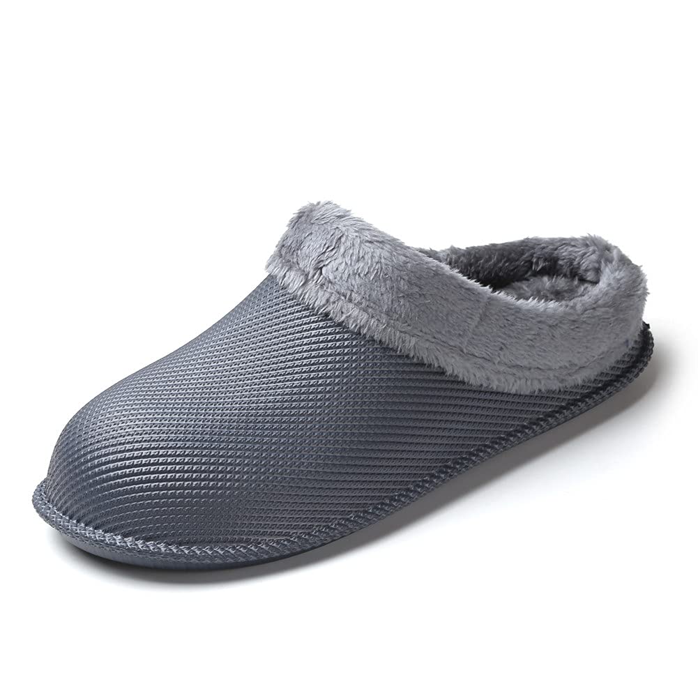 Zapatillas impermeables para hombre y mujer, para casa, con forro de piel, para invierno, zapatos de jardín, suela antideslizante
