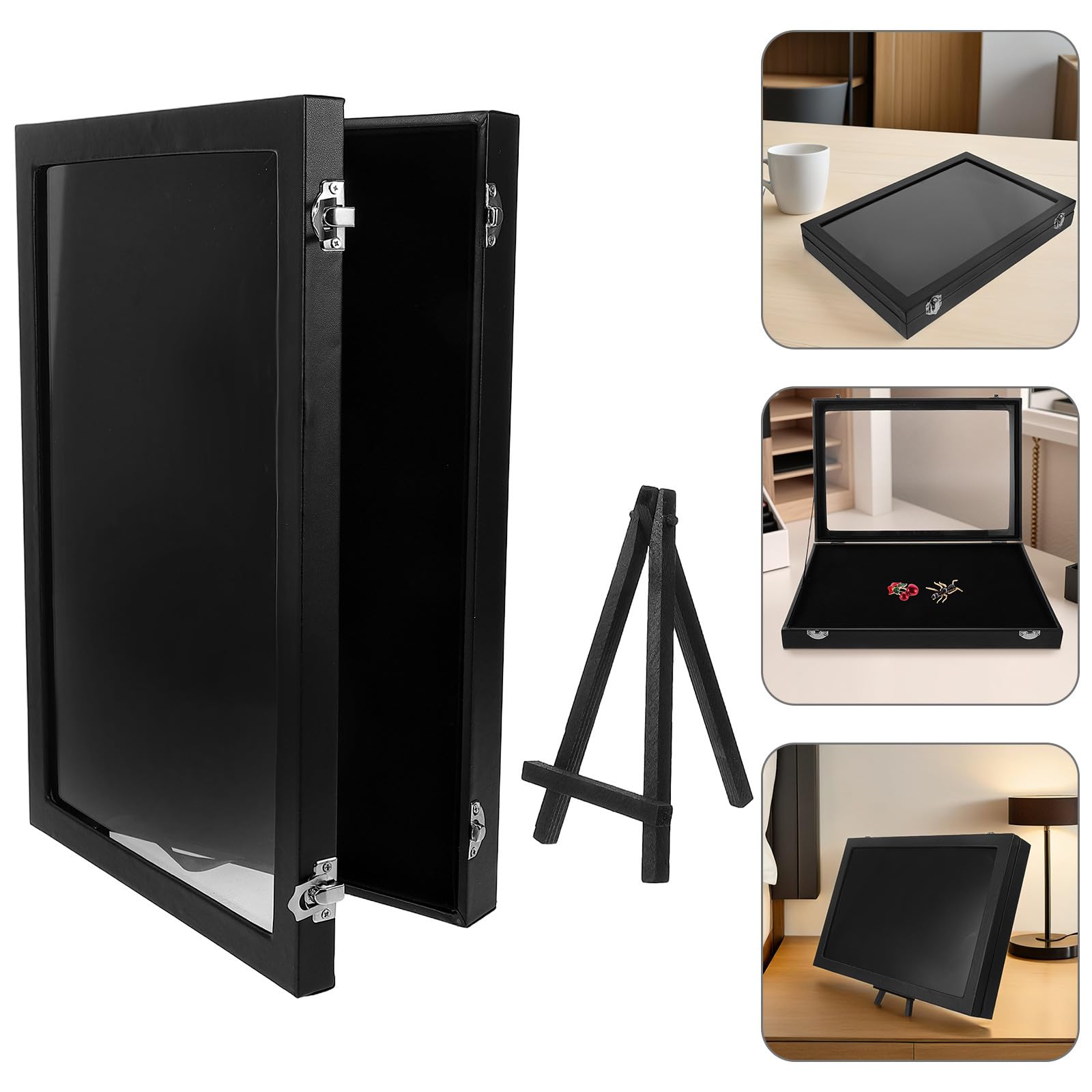 SHINEOFI Elegantes Stiftgehäuse aus Acryl und Holz mit Emailleplatten Sammlerkasten für Anstecknadeln und Pin Sammlung Tischständer und Wandmontage Möglich