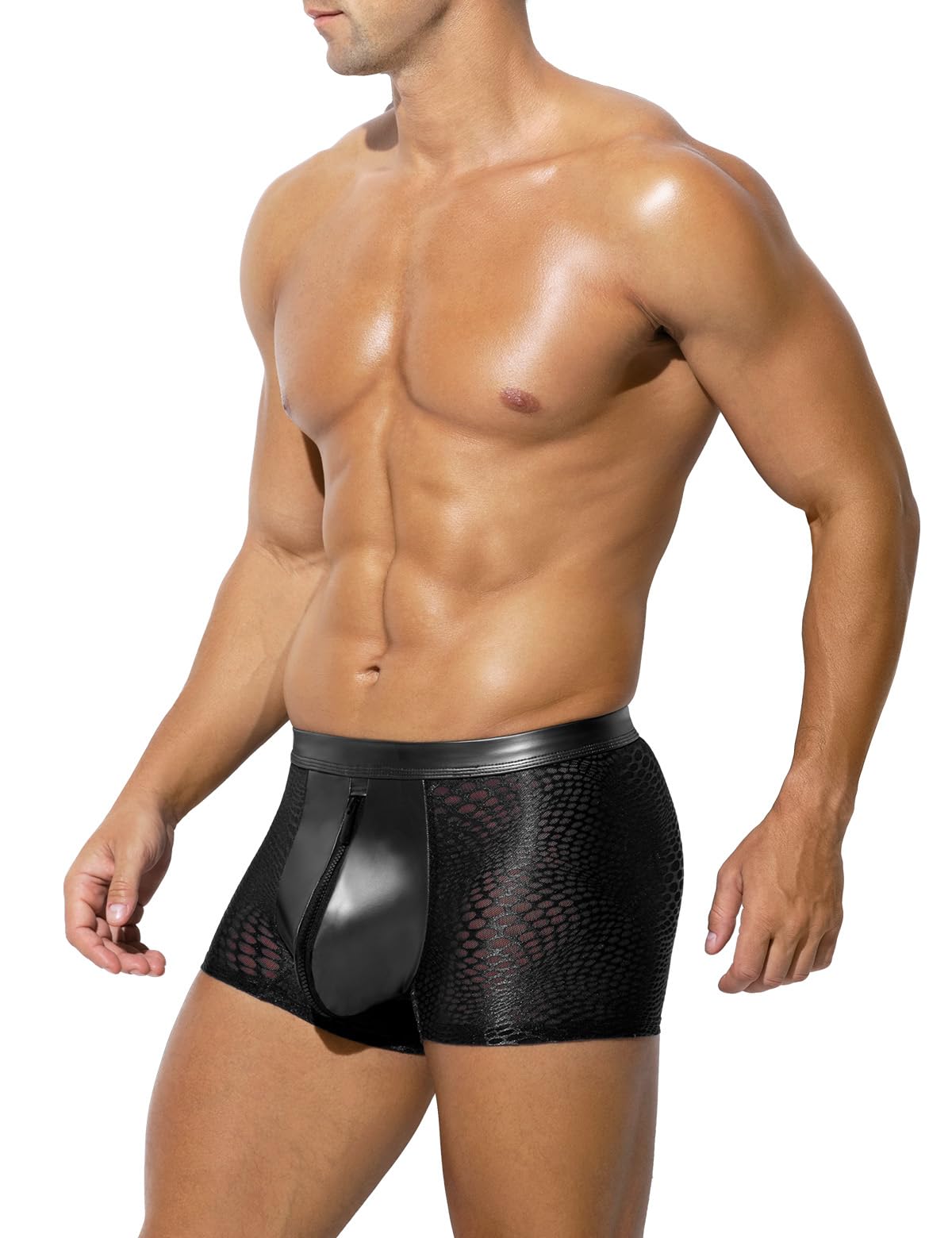 Casey Kevin Boxershorts Herren Unterwäsche Männer Boxer Herren Pu Leder Boxershorts Mit Zipper Clubwear Unterhose