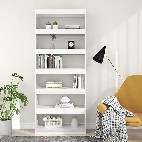 Miniatura 4 de KTHLBRH Estantes de cocina, estantes de baño, estantes de libros, estantes de piso, gabinete de libros, divisor de habitación, blanco brillante,
