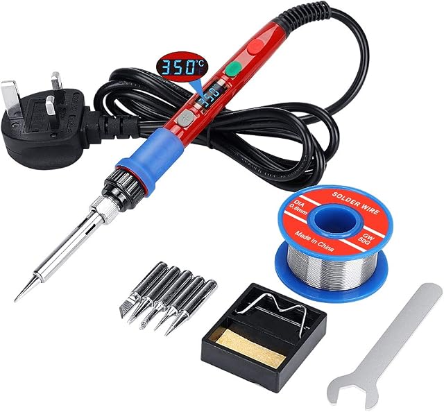 Soldering Iron Kit Solder Gun,Welding Tools with Digital-Controlled LED Screen,90W Thermostat Electric Welding Iron Gun with Automatic Sleeping Mode for Soldering/Desoldering