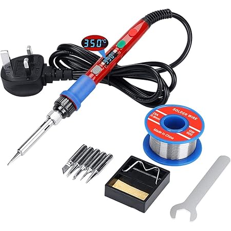 Soldering Iron Kit Solder Gun,Welding Tools with Digital-Controlled LCD Screen,90W Thermostat Electric Welding Iron Gun with Automatic Sleeping Mode for Electronic Production/Soldering/Desoldering