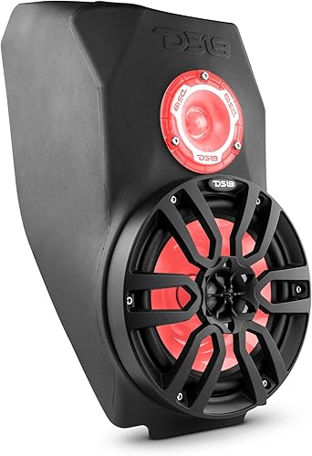 DS18 Slingshot - Caja de consola central en cascada con altavoces, 1 altavoz marino coaxial impermeable de 8 pulgadas y 1 tweeter súper bala de 3.8