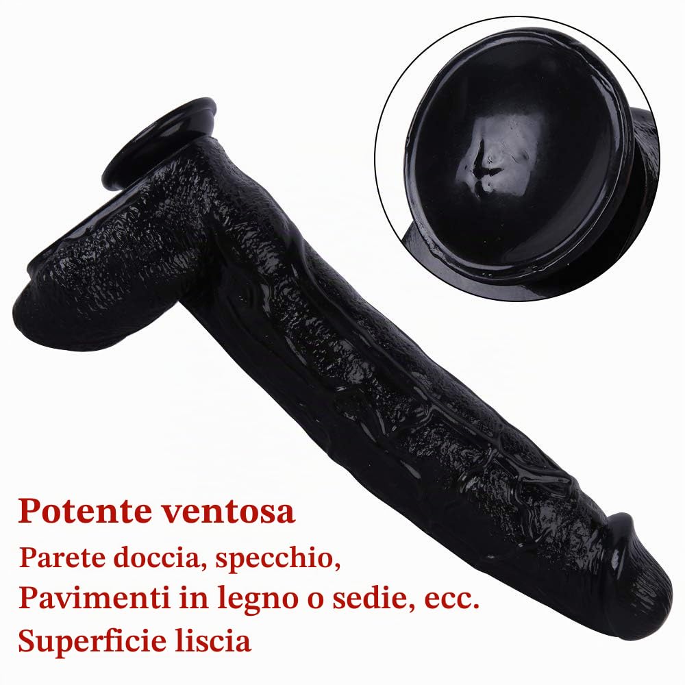 Dildo XXL da 44 cm, enorme dildo realistico, pene anale, con ventosa, grande dildo, lungo punto G, stimolazione, masturbazione, giocattolo sessuale per uomini e donne(Schwarz)