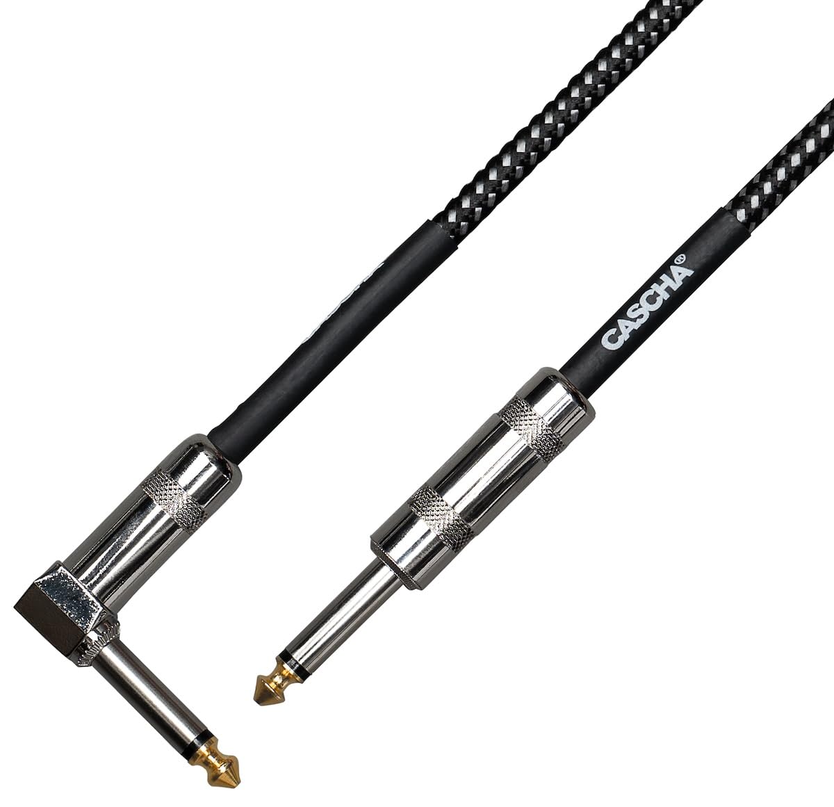 CASCHA Standard Line Guitar Cable, Angled, Black Tweed, 9 m - Image 2