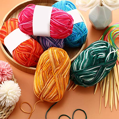 Image of 6 Pieces 50 g Crochet Yarn Multicolor Acrylic, 5-ply, Vintage Color