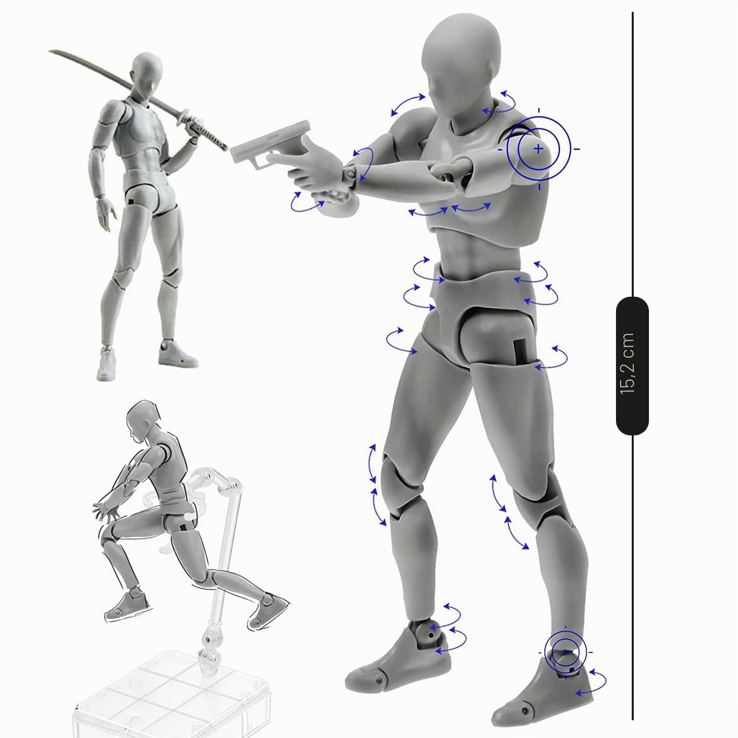 Figurine d'action - Kit de modélisation - Esquisse - Modèle de - PVC - Figurine d'action potentielle pour artiste avec base