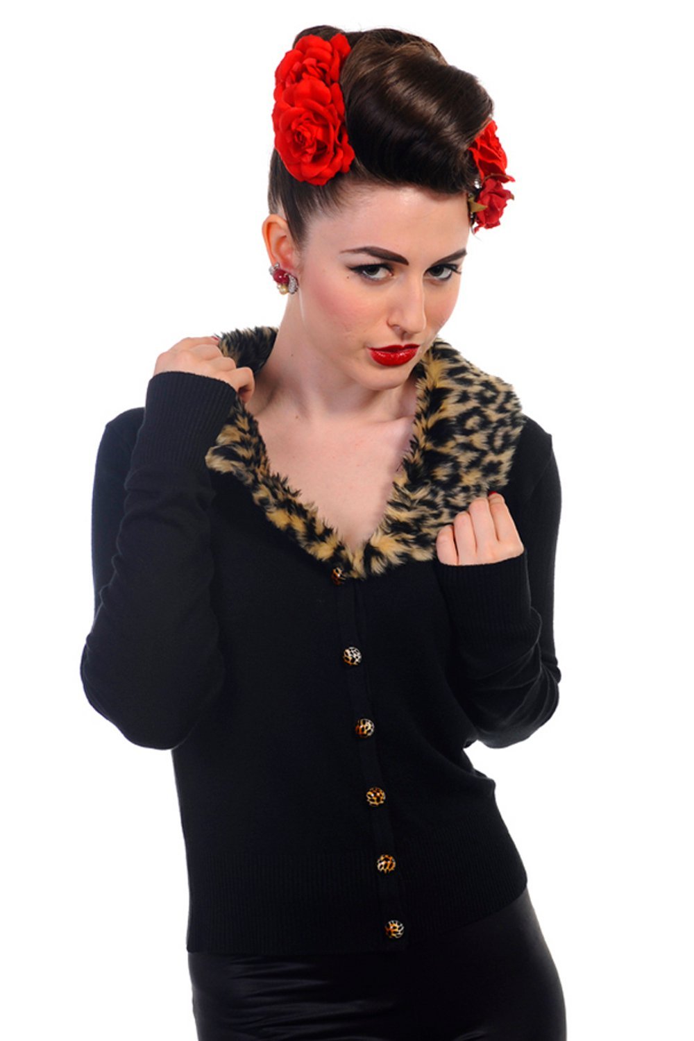 BannedNew Women's Leopard Collar Rockabilly Retro 50's Cardigan