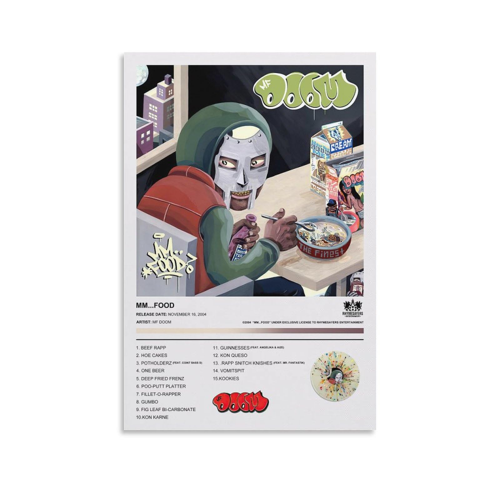 Amazon.com: BATWHO MF DOOM Poster MMFOOD Album Canvas Poster